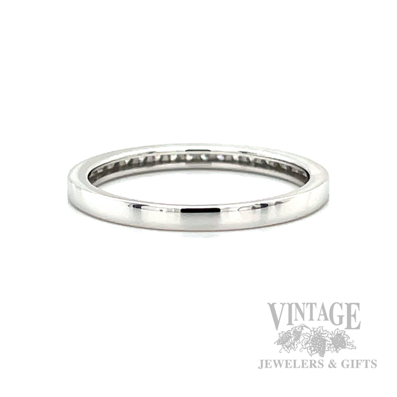 Milgrain Diamond Line 14k White Gold Ring Back/Interior View