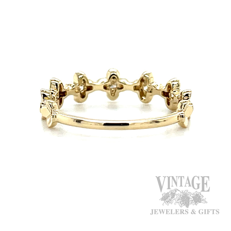 Flower Petal Diamond Accented 14k Gold Ring Back/Interior View