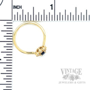 Floral Halo Blue Sapphire 14k Gold Ring Scale View