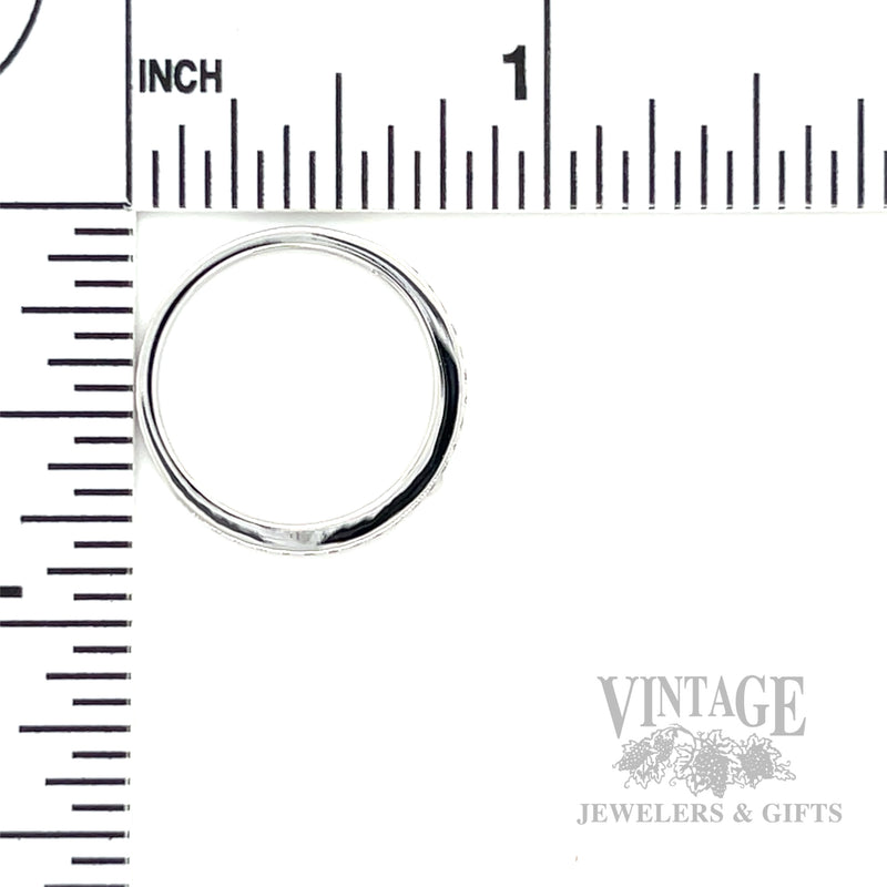 Milgrain Diamond Line 14k White Gold Ring Scale View