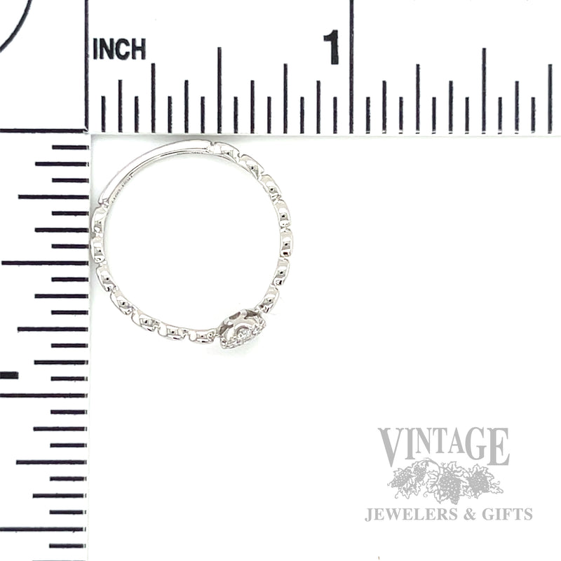 Beaded Diamond Cluster 14k White Gold Ring Scale View