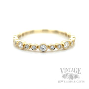 Bezeled Bubble Diamond Accented 14k Gold Ring Front View