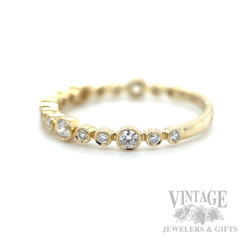 Bezeled Bubble Diamond Accented 14k Gold Ring Side View