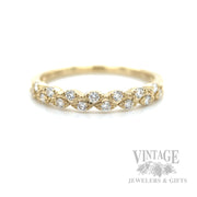 Milgrain Marquise Pattern Diamond Accented 14k Gold Ring Front View