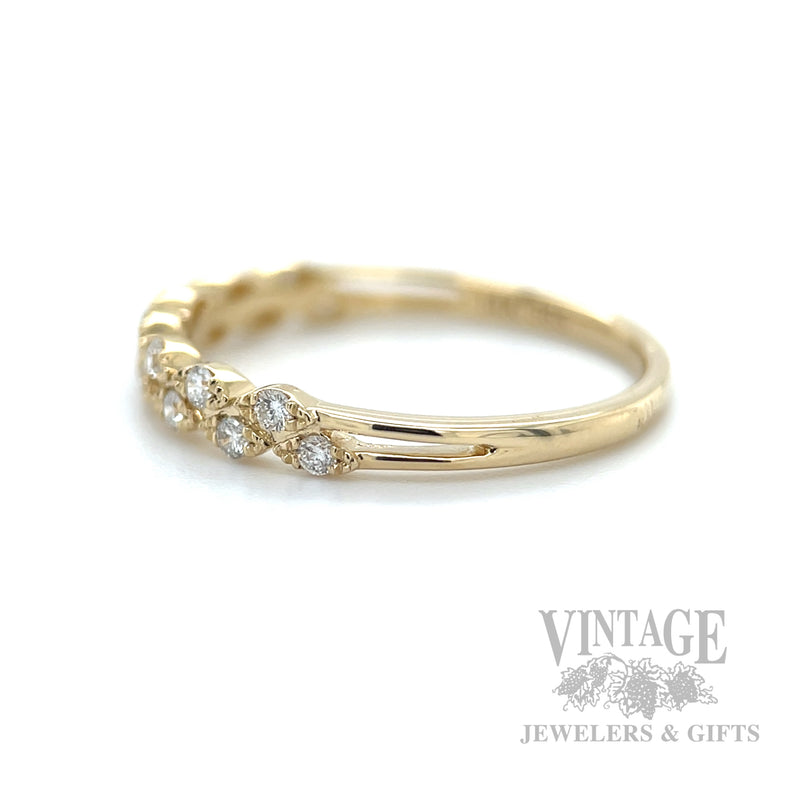 Milgrain Marquise Pattern Diamond Accented 14k Gold Ring Side View
