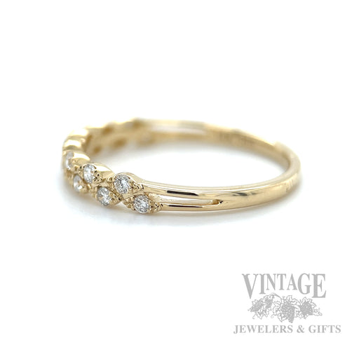 Milgrain Marquise Pattern Diamond Accented 14k Gold Ring Side View