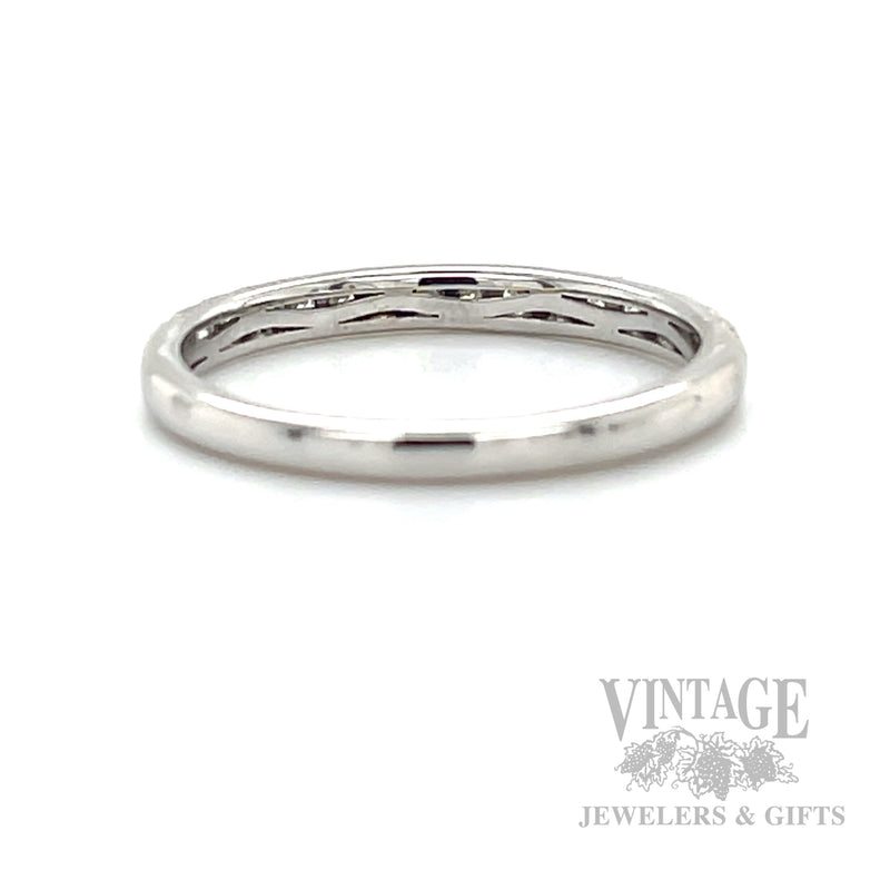 French Set Diamond Accented 14k White Gold Band Back/Interior View