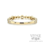 Bezeled Bubble Diamond Accented 14k Gold Ring Back/Interior View