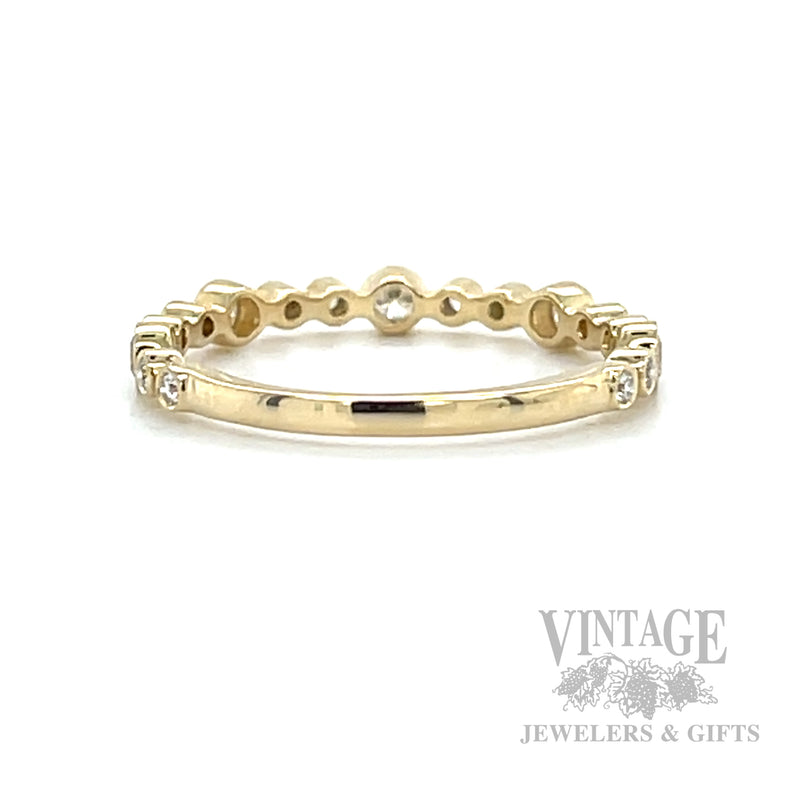 Bezeled Bubble Diamond Accented 14k Gold Ring Back/Interior View