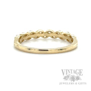 Milgrain Marquise Pattern Diamond Accented 14k Gold Ring Back/Interior View