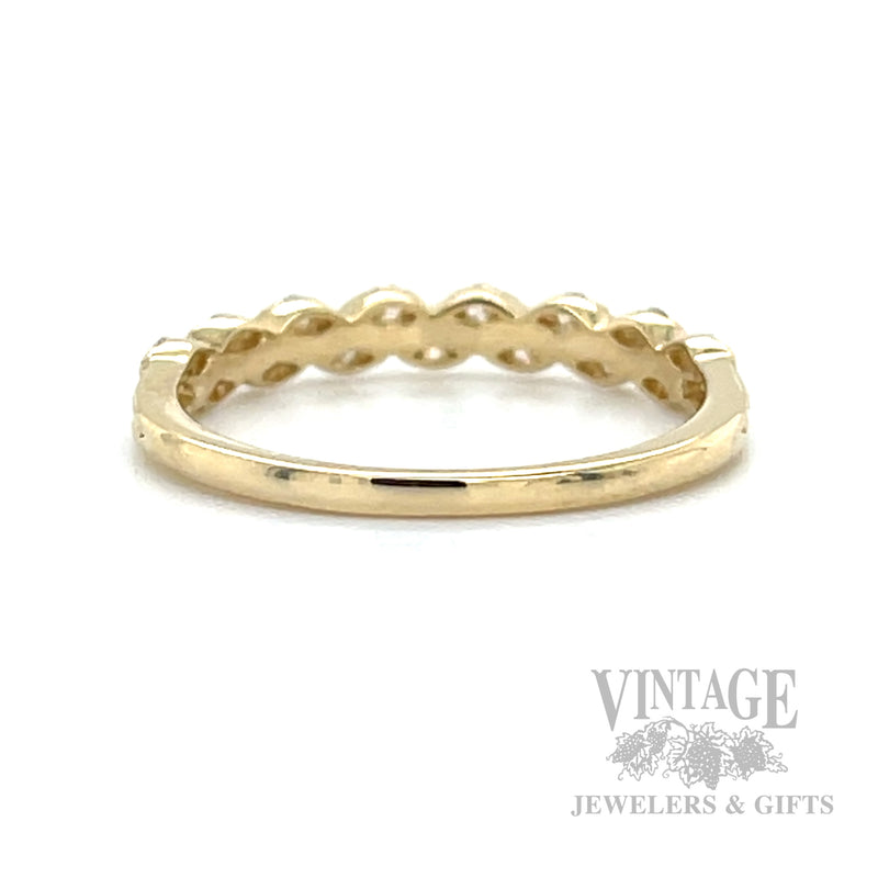 Milgrain Marquise Pattern Diamond Accented 14k Gold Ring Back/Interior View