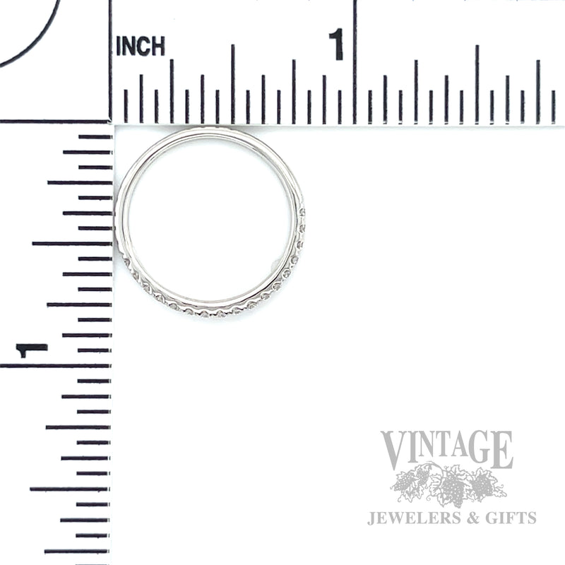 French Set Diamond Accented 14k White Gold Band Scale View