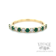 Emerald and Diamond Accented 14k Gold Ring Front View