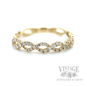 Twisted Diamond Accented 14k Gold Ring Front View