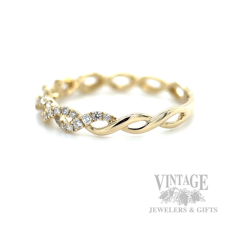 Twisted Diamond Accented 14k Gold Ring Side View