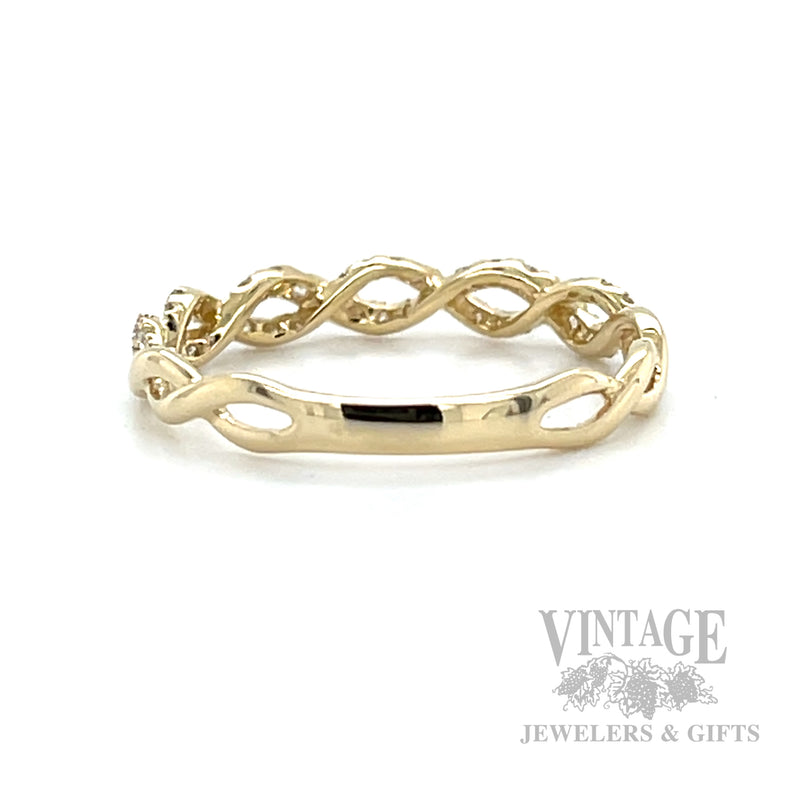 Twisted Diamond Accented 14k Gold Ring Back/Interior View