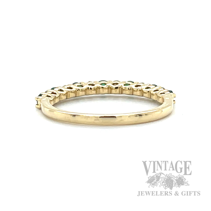 Emerald and Diamond Accented 14k Gold Ring Back/Interior View