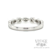 Mixed Shape Milgrain Diamond Accented 14k White Gold Ring Back View