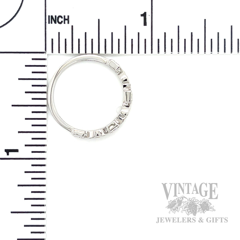 Mixed Shape Milgrain Diamond Accented 14k White Gold Ring Scale View