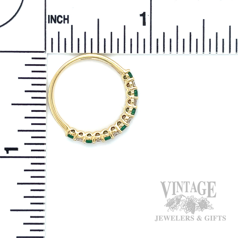 Emerald and Diamond Accented 14k Gold Ring Scale View