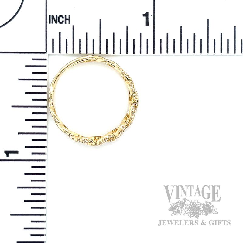 Twisted Diamond Accented 14k Gold Ring Scale View