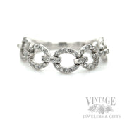 Cable Chain Diamond Accented 14k White Gold Ring Front View