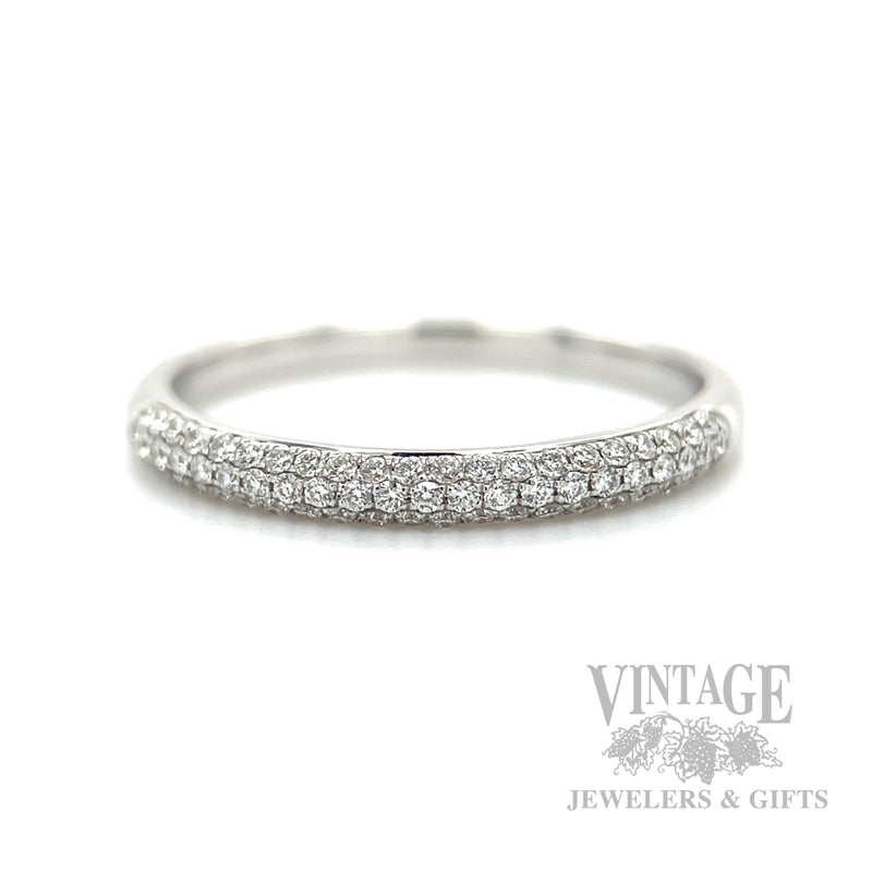 Pavé Set Diamond Accented 14k White Gold Ring Front View