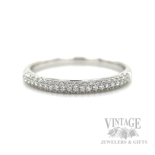 Pavé Set Diamond Accented 14k White Gold Ring Front View