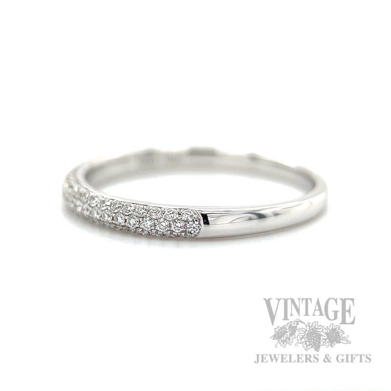 Pavé Set Diamond Accented 14k White Gold Ring Side View