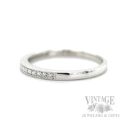 Milgrain Diamond Accented 14k White Gold Ring Side View