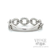 Cable Chain Diamond Accented 14k White Gold Ring Back View
