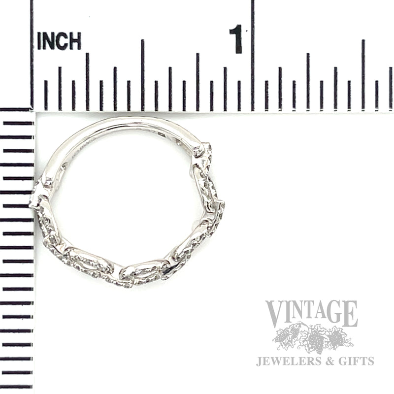 Cable Chain Diamond Accented 14k White Gold Ring Scale View