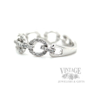 Cable Chain Diamond Accented 14k White Gold Ring Side View