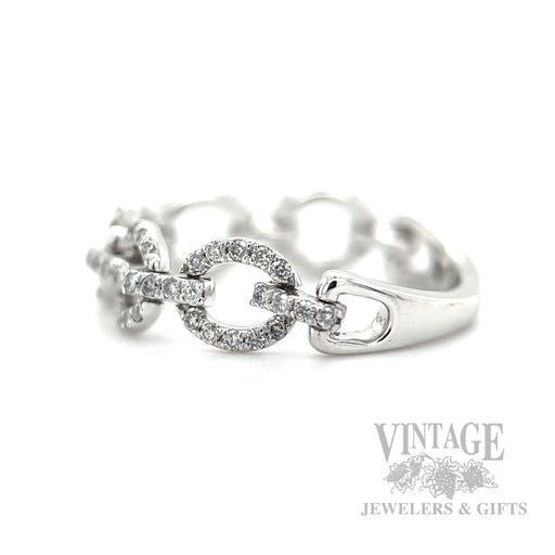 Cable Chain Diamond Accented 14k White Gold Ring Side View