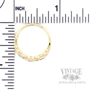 Milgrain Leaves Ruby and Diamond Accented 14k Gold Ring Scale View