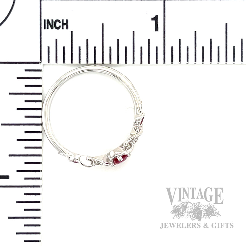 Twisted Ruby Diamond Accented 14k White Gold Ring Scale View
