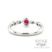 Twisted Ruby Diamond Accented 14k White Gold Ring Back/Interior View