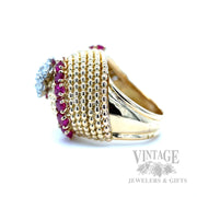 Vintage Cartier Ruby Diamond Accented 18k Gold Ring Side View