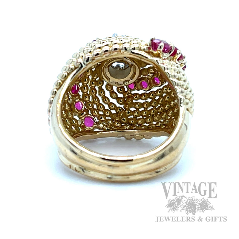 Vintage Cartier Ruby Diamond Accented 18k Gold Ring Back/Interior View