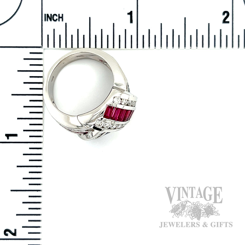 Freeform Ruby, Blue Sapphire and Diamond Accented 14k White Gold Ring Scale View