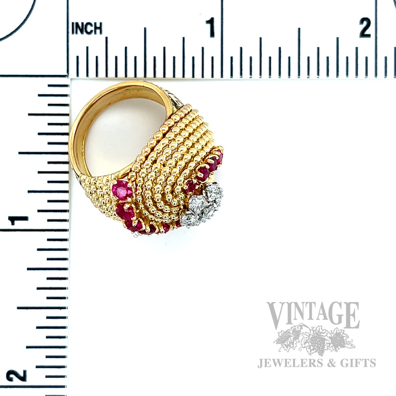 Vintage Cartier Ruby Diamond Accented 18k Gold Ring