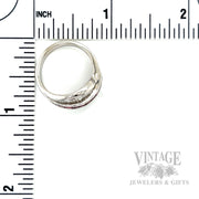 Channel Stripe Ruby Diamond Accented 14k White Gold Ring Scale View