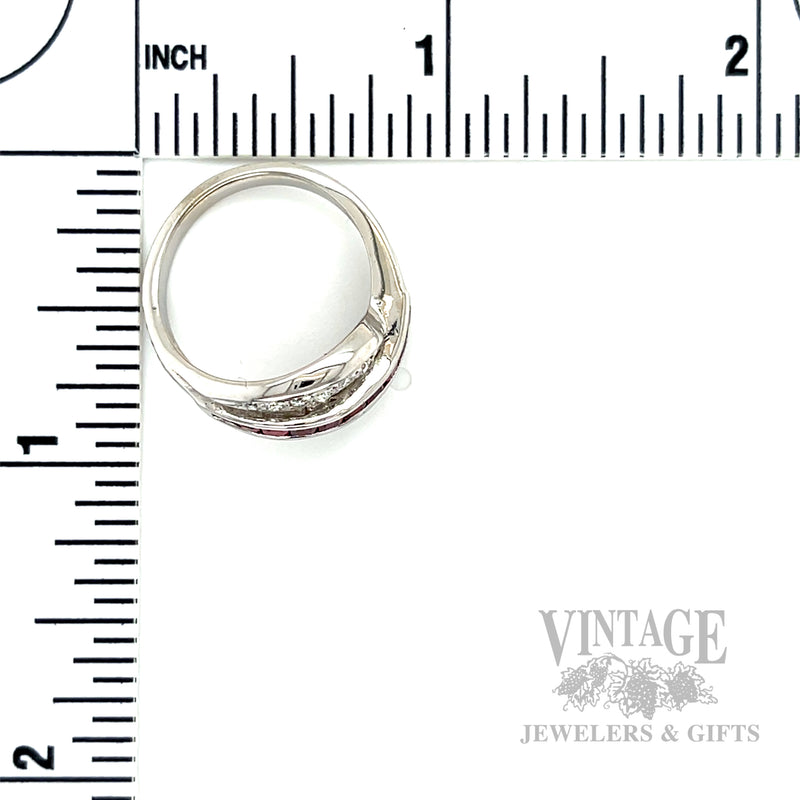 Channel Stripe Ruby Diamond Accented 14k White Gold Ring Scale View