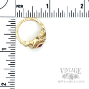 Woven Squared Halo Ruby Diamond Accented 14k Gold Ring Scale View