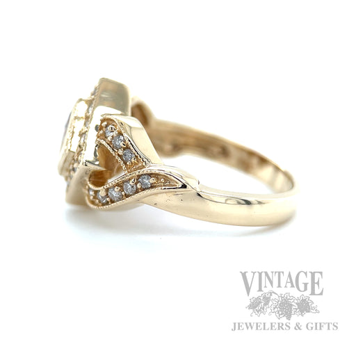 Woven Squared Halo Ruby Diamond Accented 14k Gold Ring Side View