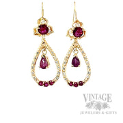Dangle Ruby Diamond Accented 14k Gold Earrings