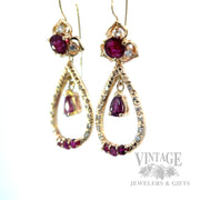 Dangle Ruby Diamond Accented 14k Gold Earrings Perspective