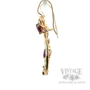 Dangle Ruby Diamond Accented 14k Gold Earrings Side View