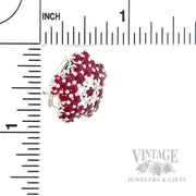 Star Ruby Diamond Accented 18k White Gold Earrings Scale View
