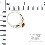 Solitaire Ruby Diamond Accented 14k White Gold Ring Scale View